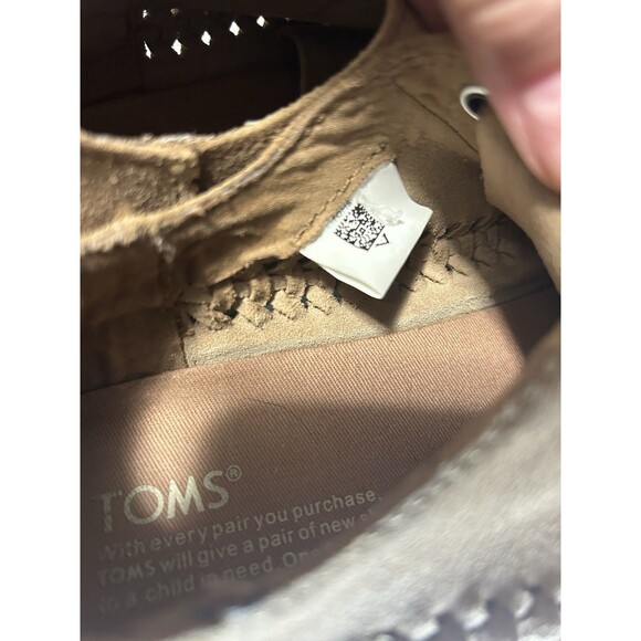 TOMS Women’s 8.5 Tan Suede Braided Lace Up Flats Sneakers Shoes - Picture 4 of 9